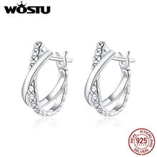 WOSTU Real 925 Sterling Silver Geometry Stud Earrings Shining Zircons Earrings For Women Fashion Wedding Silver Jewelry CTE440 2024 - buy cheap