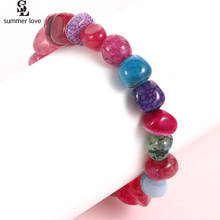 Fashion Colorful Natural Stone Strand Bracelet for Women Handmade Irregular Bead Elastic Rope Bracelets Yoga Energy Jewelry Gift 2024 - buy cheap