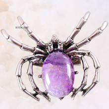 Spider Brooch Natural Stone Purple Crystal CAB Cabochon Bead Pendant For Men Women Jewelry Gift 1Pcs K712 2024 - buy cheap