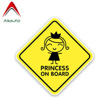 Aliauto adesivo de princesa para carro, decoração de coroa para garotas, decalque de pvc para arranhões para ford focus toyota hilux, 13cm * 13cm 2024 - compre barato