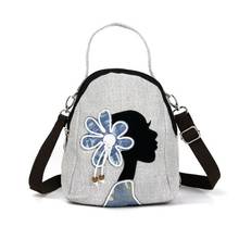 Fashion national string appliques women shopping handbag!Hot prints lady multi-use Small shoulder bag All-match canvas Carrier 2024 - buy cheap