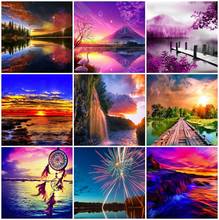 AZQSD Full Drills Diamond Painting Seaside Sunset Diamond Embroidery Landscape Mosaic Home Picture Of Rhinestones Decor For Home 2024 - buy cheap