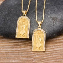 Hot Sale Virgin Mary Cross Necklaces CZ Stone Pendant For Women Men Gold Chain Charm Copper Christian Jewelry Choker Wholesale 2024 - buy cheap