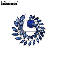 Baiduqiandu New Arrival Blue Crystal Leaf Shape  Brooch Pins for Women Dress Coat Winter Accessories Jewelry 2024 - buy cheap