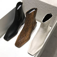 Botas de tornozelo femininas, sapatos de salto baixo quadrado com zíper traseiro, botas de cano curto para mulheres, preto e branco, moda, 2021 2024 - compre barato