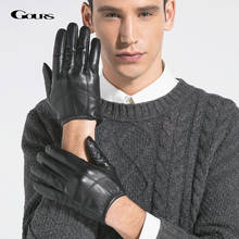 GOURS-guantes de piel auténtica para hombre, manoplas cálidas y suaves de piel de cabra, color negro, a la moda, para invierno, novedad, GSM010 2024 - compra barato