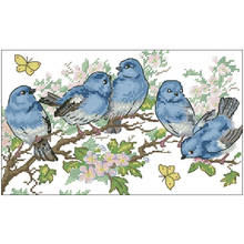 Five blue birds patterns Counted Cross Stitch 11CT 14CT 18CT DIY Chinese Cross Stitch Kits Embroidery Needlework Sets 2024 - compre barato