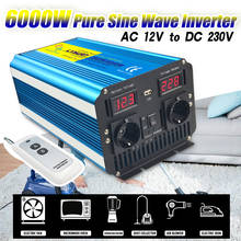 6000WDC 12V To 220v  Pure Sine Wave Inverter Car Inverter 2 AC Outlets EU Inverter LED Display 1 USB Wireless Remote Control 2024 - buy cheap