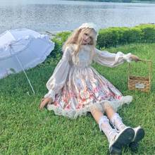 Vestido Kawaii Lolita de manga larga, hada japonesa, muñeca suave, cuello op, vestido diario Lolita ligero 2024 - compra barato