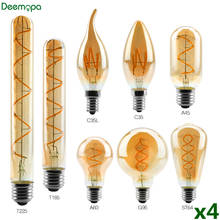 4pcs/lot LED Spiral Filament Light Bulb E14 E27 4W 2200K 220V C35 A60 T45 ST64 T185 T225 G80 G95 G125 Vintage Edison LED Lamp 2022 - buy cheap