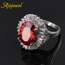 Jojewel anel de luxo famosos designers grandes anéis de pedra de zircão vermelho para as mulheres jóias de casamento presente romântico para o amante bague bijoux 2024 - compre barato