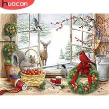 HUACAN 5D Diy Diamond Painting Christmas Scenic Embroidery Mosaic Winter Window Landscape Bird Diamond Art 2024 - buy cheap