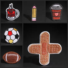 Costume patches cartoon pencil coffee cup iron patches football baseball band-aid backpack coat Decal badge 2024 - buy cheap