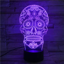 Lámpara 3D The Skull de 7 colores con control remoto para niños, colorida, Base brillante, Sensor táctil, luz Led nocturna, holograma 2024 - compra barato