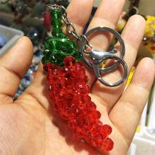 1PCS Hand-woven cute little pepper Austrian crystal key chain hanging bag accessories sparkling Christmas gift 2024 - buy cheap