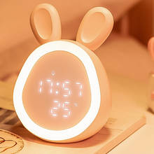 Novo led digital despertador coelho orelha eletrônico display led controle de som bonito coelho noite lâmpada mesa relógio para casa decoratio 2024 - compre barato