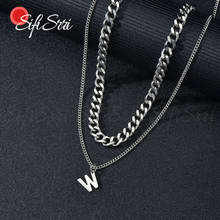 Sifisrri New Double Layer Curb Cuban Letters Necklaces For Men Women Punk Silver Stainless Steel Chains Solid Metal Jewelry Gift 2024 - buy cheap