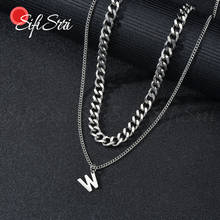 Sifisrri-collares de doble capa con letras cubanas para hombre y mujer, cadenas de acero inoxidable de plata Punk, joyería de Metal sólido, regalo 2024 - compra barato