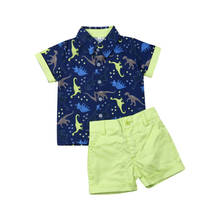 Fantasia infantil para meninos, 1-5 anos, conjunto de roupas para recém-nascidos, camiseta de dinossauro e short, trajes de verão para praia 2024 - compre barato