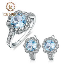 Gemb's BALLET натуральный небесно-голубой топаз, снежинка, кольца, серьги, серебро 925 пробы, драгоценный камень, хороший набор украшений для женщин, подарок 2022 - купить недорого