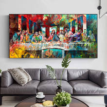 Graffiti Art Last Supper de Da Vinci, pinturas artísticas en lienzo, reproducciones, arte clásico de pared, impresión en lienzo cristiano para decoración del hogar 2024 - compra barato