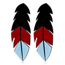 New Fashion Black Red Feather Stud Earrings For Women Geometric Long Earrings Brinco Punk Feamel Club Party Jewelry Accessories 2024 - buy cheap