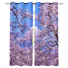 Montura Fuji-cortinas de cerezo con flores rosas para sala de estar, dormitorio, cortinas decorativas para cocina, tratamientos 2024 - compra barato