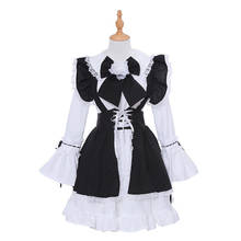 Roupa de empregada feminina anime vestido longo preto e branco avental customizado vestidos de lolita para homens fantasia de café fantasia cosplay 2024 - compre barato