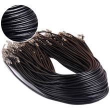 10pcs Korean Fashion Wholesale Black Leather Cord Wax Rope Chain Necklace 45cm Lobster Clasp Hypoallergenic Jewelry Accessorie 2024 - buy cheap