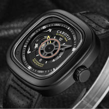CAROTIF-reloj deportivo automático para hombre, accesorio masculino de pulsera con correa cuadrada de cuero, complemento mecánico de marca de lujo con diseño militar, 2020 2024 - compra barato