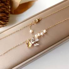 LiiJi-collar de plata de ley 925 con perla de agua dulce para mujer, colgante de paloma de la paz, eslabones de cadena con relleno de oro 2024 - compra barato