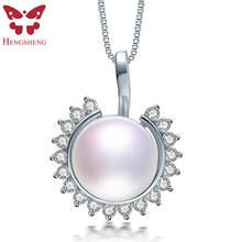 HENGSHENG  Fine Jewelry 925 Sterling Silver Sunflower Zircon Pendant With Real Freshwater Cultured Pearl Best Gift For Women 2024 - buy cheap