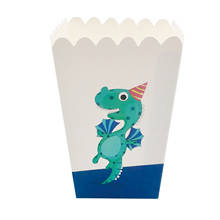 Caja de palomitas de papel para fiesta de dinosaurios, bolsas de regalo para dulces y galletas, decoraciones para fiestas de cumpleaños de niños, suministros para Baby Shower 2024 - compra barato