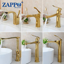 ZAPPO-grifo de lavabo de latón macizo, mezclador de agua fría y caliente, chapado en oro 2024 - compra barato