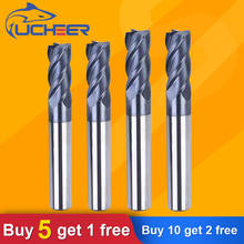 UCHEER-cortador plano HRC45 de 4 flautas, herramientas de máquina de 4/ 6mm, fresa de carburo de aleación, broca de enrutador 2024 - compra barato