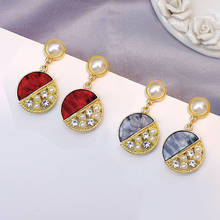 New Trendy Round Dorp Earrings For Women Pearl Zircon Rhinestone Geometric Dangle Earrings Brincos Fashion Jewelry Brincos 2024 - buy cheap