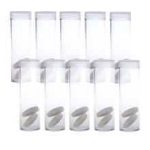 10pcs Metal Coin Tube Holder Transparent Round Capsule Shaped Storage Boxes 27mm 2024 - buy cheap