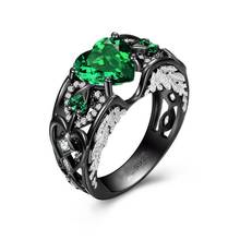 Vintage Angel wings Heart cut 3ct Lab Emerald Ruby Ring 925 sterling silver Party Wedding band Rings for Women men Jewelry Gift 2024 - buy cheap