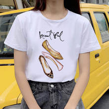 High Heel Women T-shirt Luxury Makeup Paris Style T-shirt Women Summer Harajuku Graphic T-shirt Short Sleeve Tops Tshirt 2024 - buy cheap