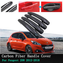 Car Styling Front Rear Carbon Exterior Outside Door Handle Cover stickers for Peugeot 208 2012 2013 2014 2015 2016 2017 2018 2024 - buy cheap