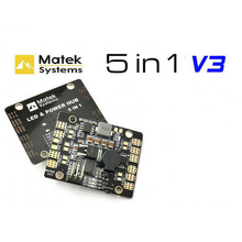 New Matek 5in1 V3 Power Distribution Board / PDB Hub With Dual BEC-5V/12V LED Controller Tracker Low Voltage Alarm for FPV 2024 - купить недорого