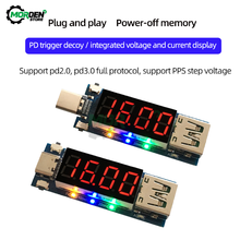 Voltímetro pd2.0 tipo c e pd3.0, voltímetro de carga rápida com mostrador digital dc, medidor de corrente de voltagem, detector de protocolo completo pps 2024 - compre barato