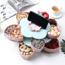 Creative Flower Petal Fruit Plate Candy Storage Box with Lid 5 Grids Nuts Snack Tray Rotating Food Gift Box for Party Wedding 2024 - buy cheap