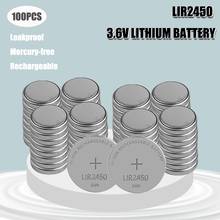 Batería recargable de iones de litio, pila de botón de 100 mAH, LIR2450, 120 V, reemplazo para CR2450 CR 3,6, 2450 Uds. 2024 - compra barato