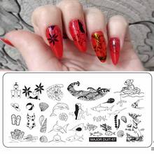 Vacation Refreshing Design Stamp For Nails Accessoires Ocean Stencil Mold Nail Stamping Plates Nail Art Tools 2024 - buy cheap