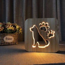 USB LED Wooden Night Light for Kid Baby Children Gifts Bedroom Living Room Bedside Home Decoration Lamp 3D Dog Table Lighting 2024 - buy cheap