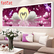 FATCAT Large Diy Diamond Painting Fantasy couple swan Full square round drill 5d Diamond Embroidery Mosaic Animal flower AE1597 2024 - buy cheap