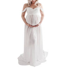 Women Off Shoulder Pregnants Sexy Photography Ruffled Nursing Long Dress Maternity Short Sleeve Long Shoulder Dress L1230 2024 - buy cheap