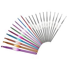 22 Pçs/set Ergonômico Multi Cor Fios de Crochet Ganchos Agulhas de Tricô de Aço Inoxidável 2-8mm Costura Ferramentas com Caso 2024 - compre barato