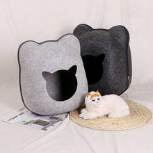 Pet Cat Bed Cave Sleeping Bag Cute Cat Shape Felt Cloth Detachable Zipper Design Pet House Nest Cat Basket with Cushion for Cats 2024 - buy cheap